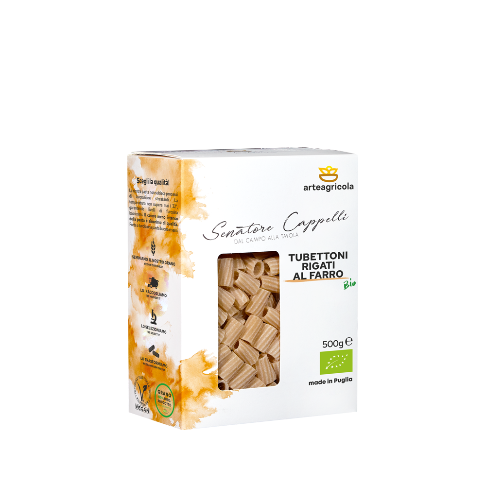 Tubettoni Rigati al farro Senatore Cappelli - Arteagricola pasta bio artigianale