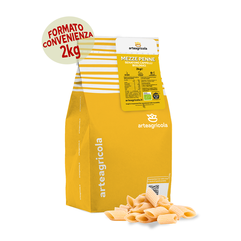 Mezze Penne Senatore Cappelli formato 2kg - Arteagricola pasta bio artigianale