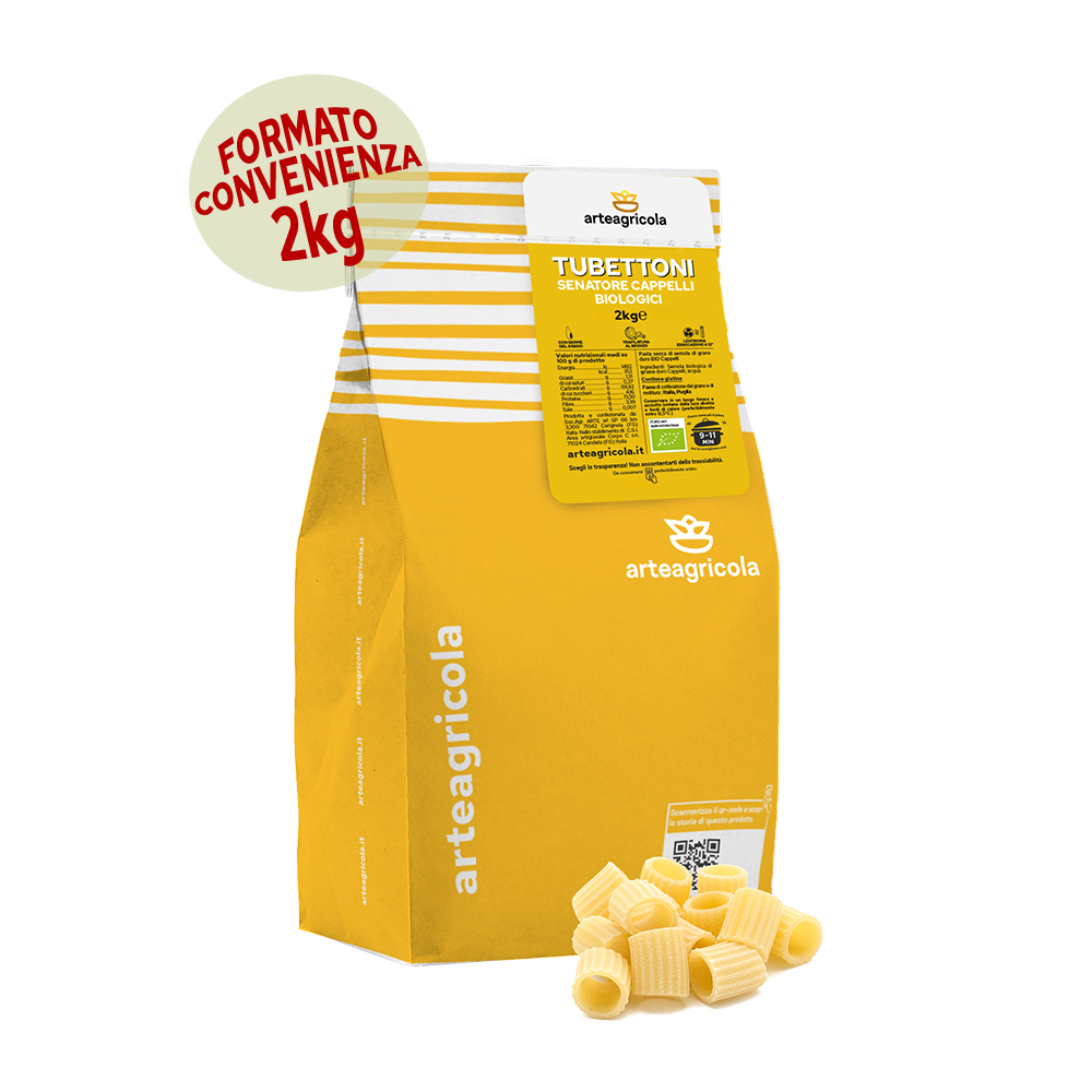Tubettoni Rigati Senatore Cappelli formato 2kg - Arteagricola pasta bio artigianale