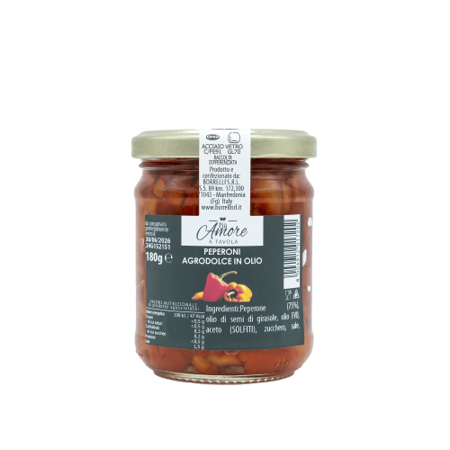 Peperoni agrodolci in olio etichetta - Arteagricola